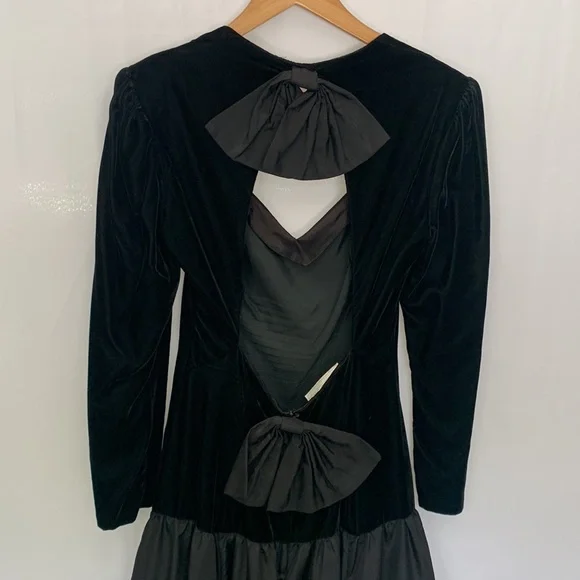 Vintage GUNNE SAX by Jessica McClintock Velvet & Taffeta Dress Black Size Medium - Picture 10 of 14